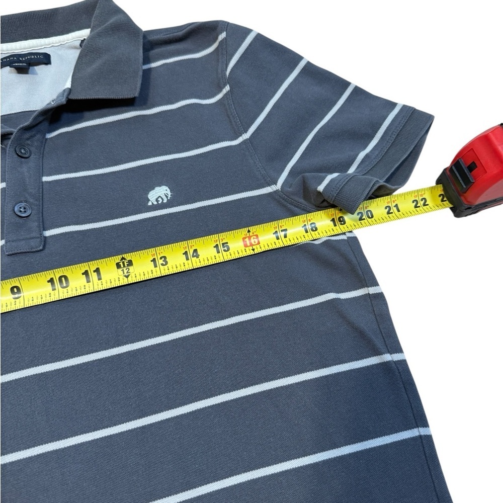 Banana Republic Mens Polo Shirts Short Sleeved Elephant logo M Gray Stripe - Picture 5 of 7